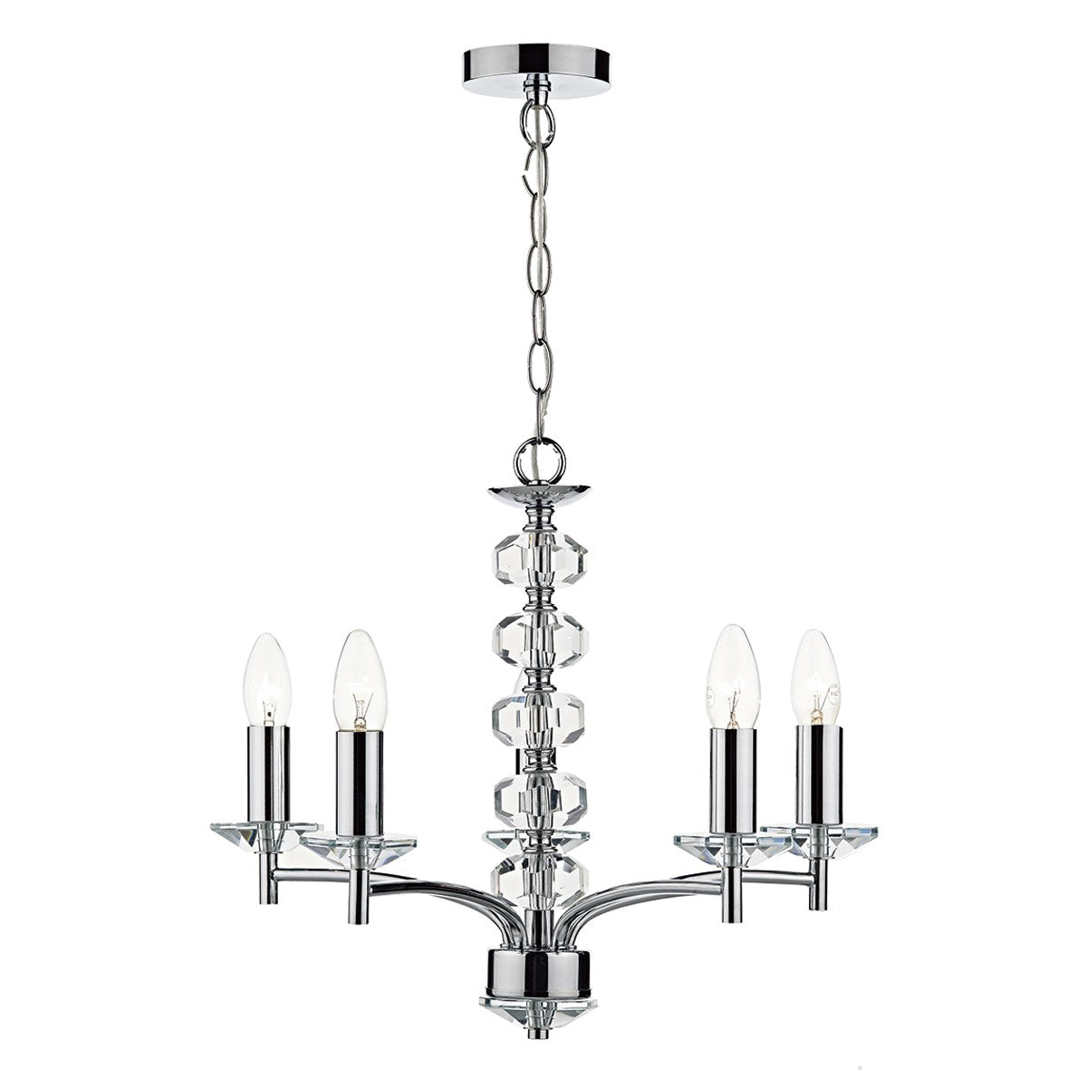 Dar OLE0550 Oleana Polished Chrome 5 Light Pendant