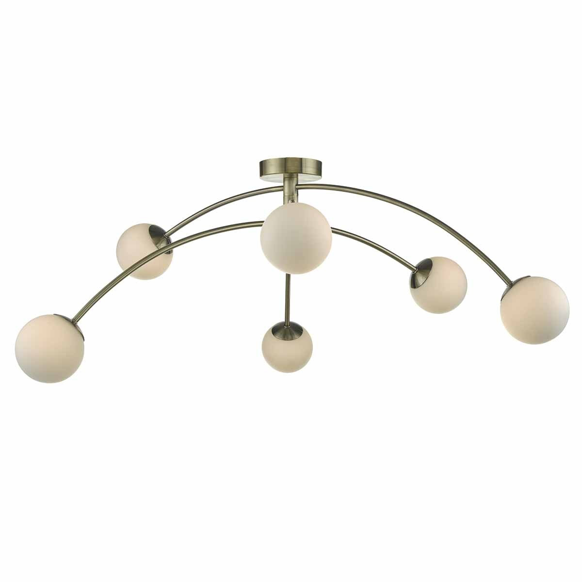 Dar PUG6475 Puglia 6 Light Semi Flush Ceiling Fitting