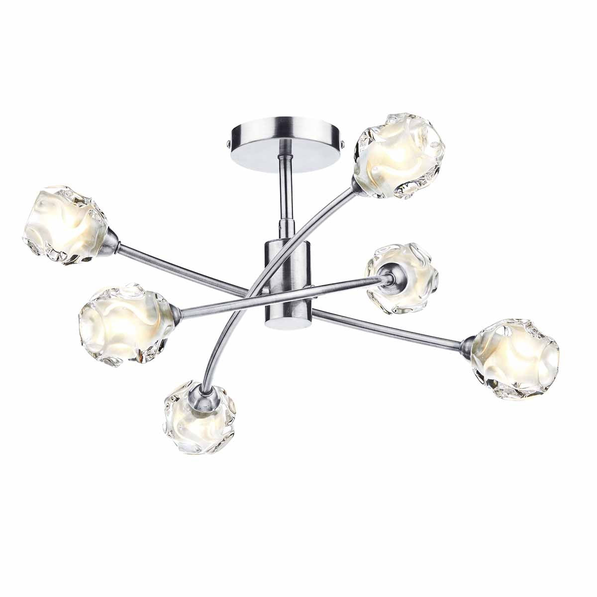 Dar SEA0646 Seattle 6 Light Semi Flush Satin Chrome