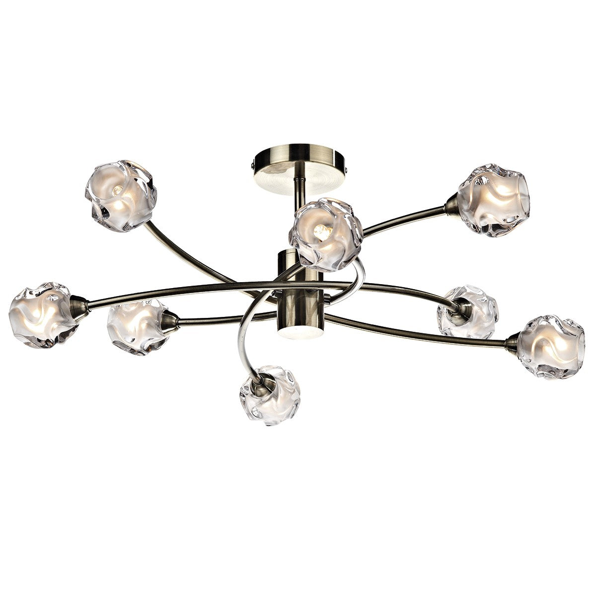 Dar SEA0875 Seattle 8 Light Semi Flush Antique Brass