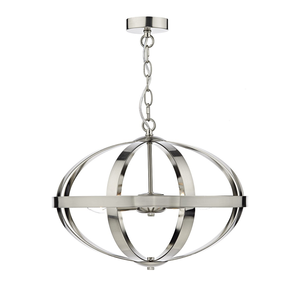 Dar SYM0346 Symbol 3 Light Pendant Satin Chrome