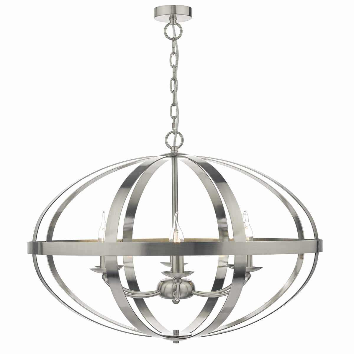 Dar SYM0646 Symbol 6 Light Pendant Satin Chrome