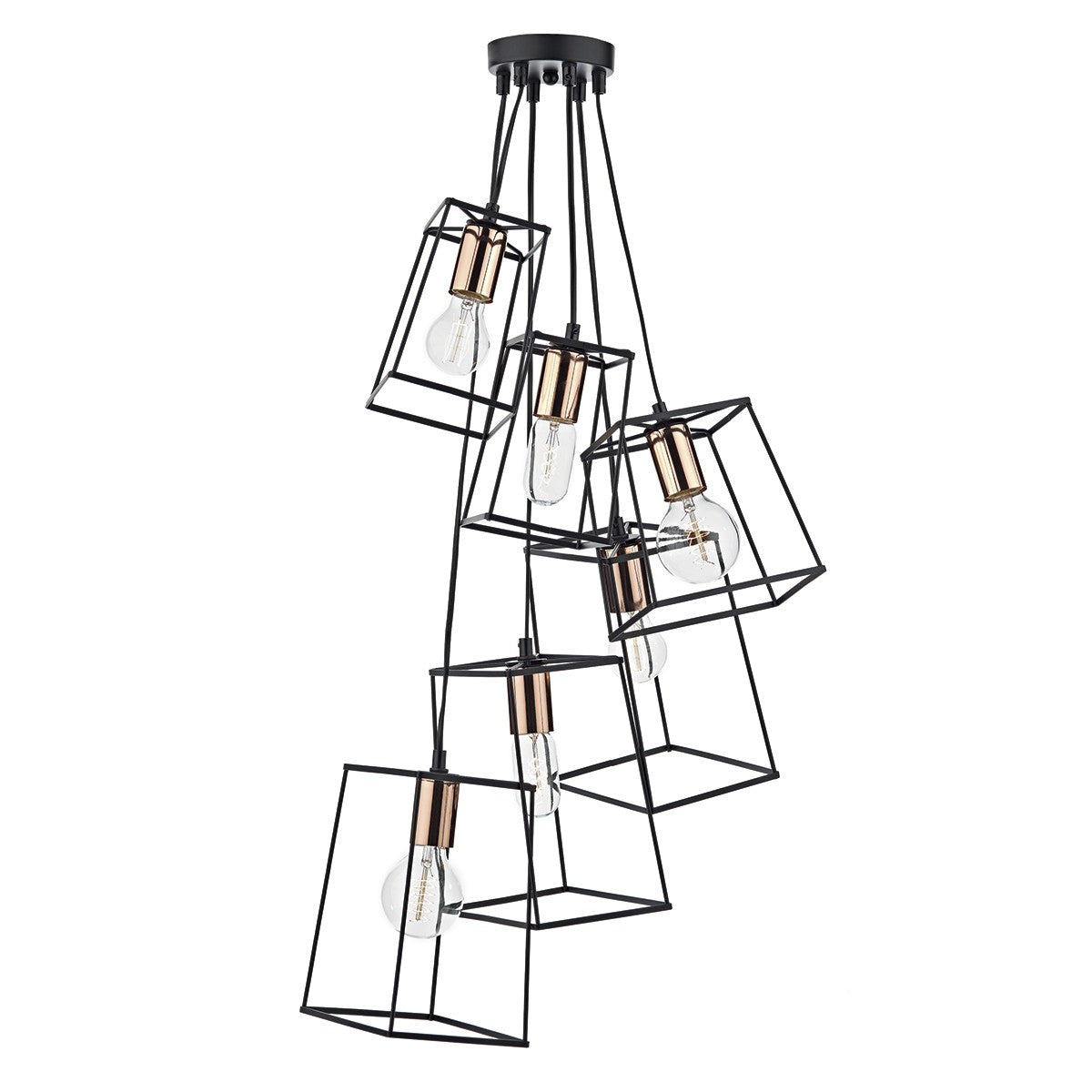 Dar TOW0622 Tower 6 Light Cluster Pendant Copper