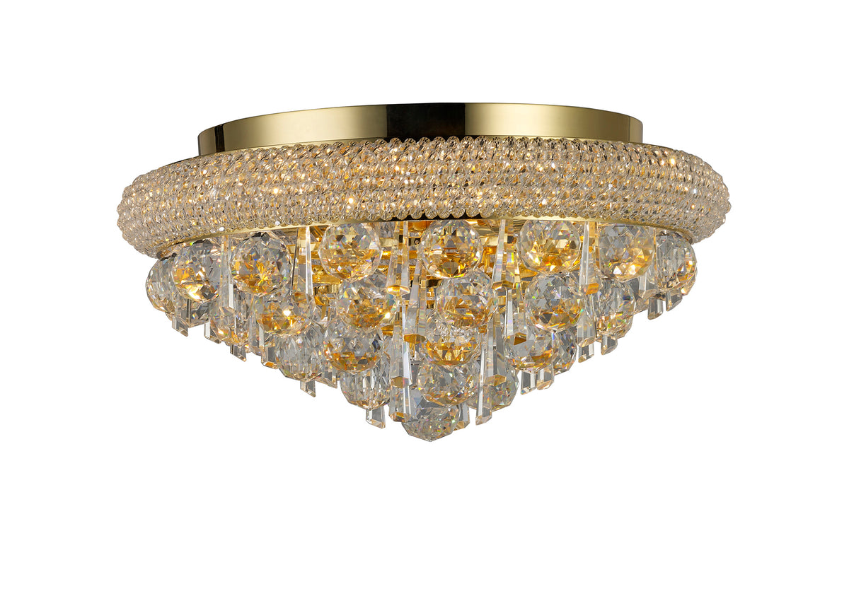 Diyas IL32105 Alexandra 6 Light Gold Flush Ceiling Light