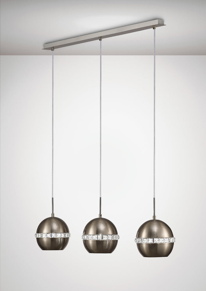 Diyas IL31613 Andrea 3 Light Linear Pendant Satin Nickel