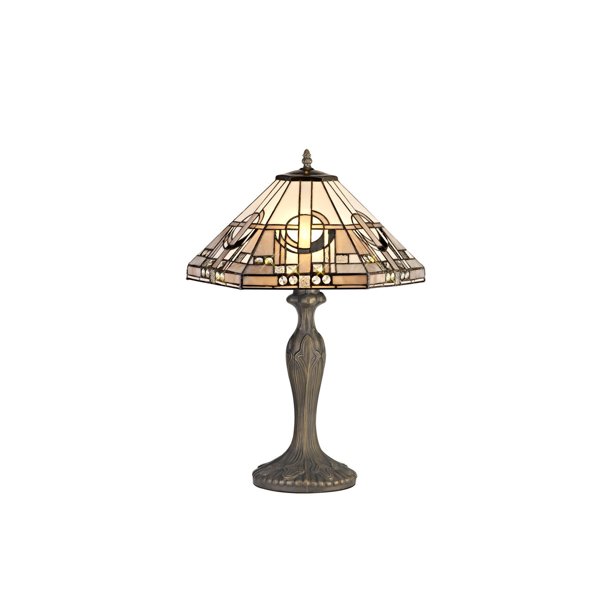 Bergman 2 Light Curved Tiffany Table Lamp EM2200-KHSA