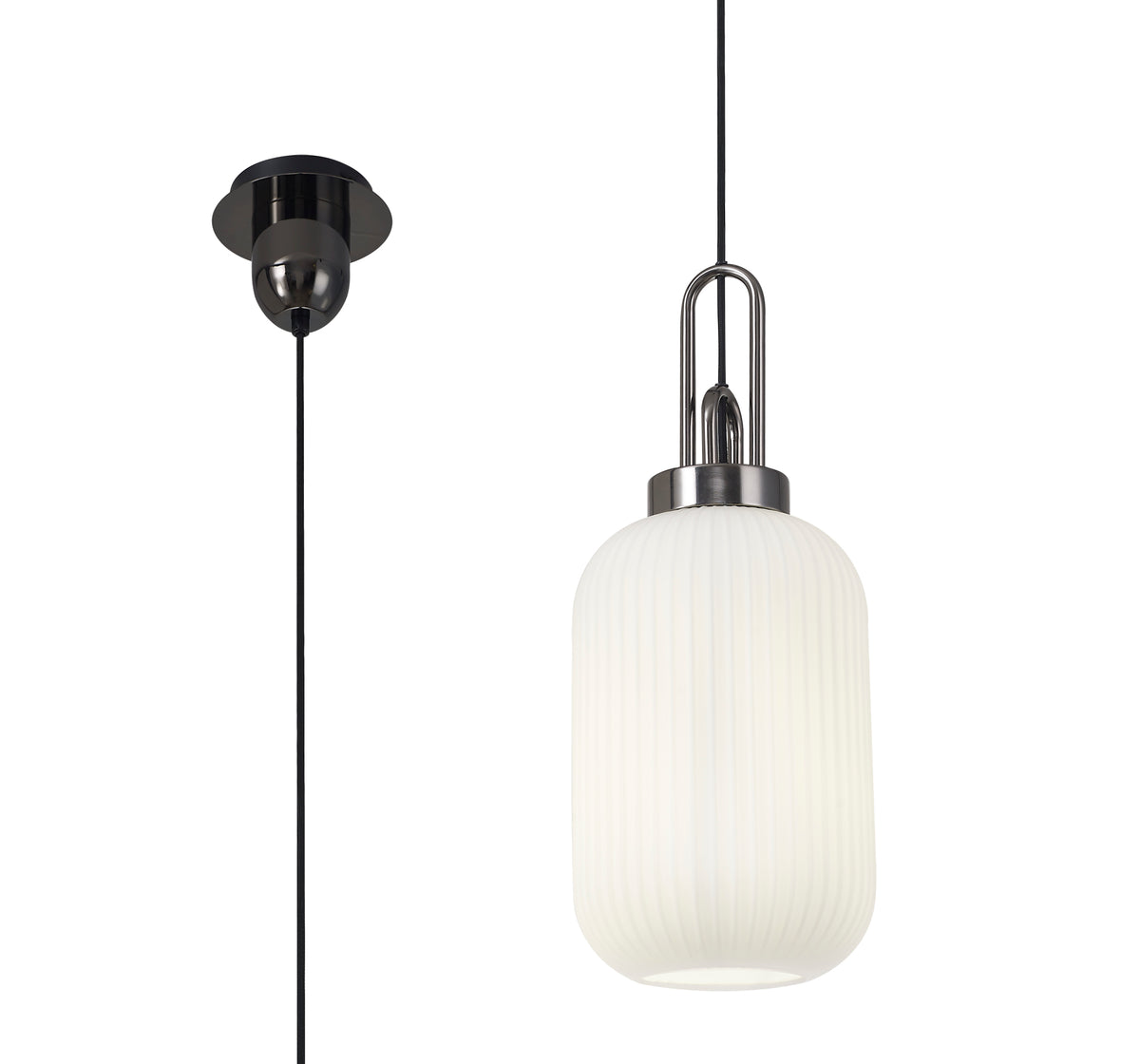 Aniston 1 Light Pendant EM2550-KHSA Black Chrome