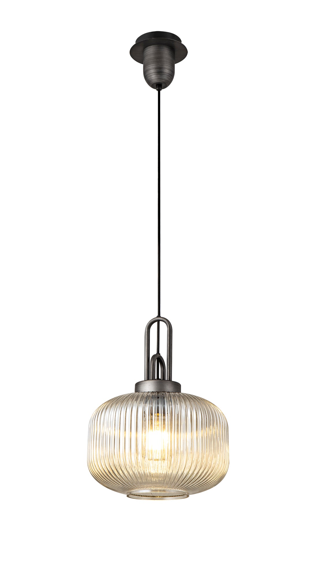 Aniston 1 Light Ribbed Glass Pendant EM2650-KHSA