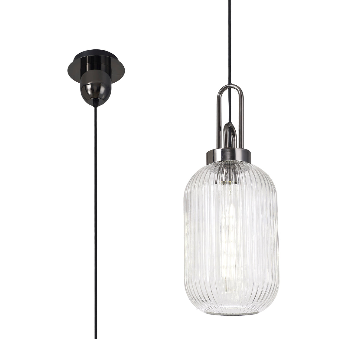 Aniston 1 Light Pendant EM3550-KHSA Black Chrome