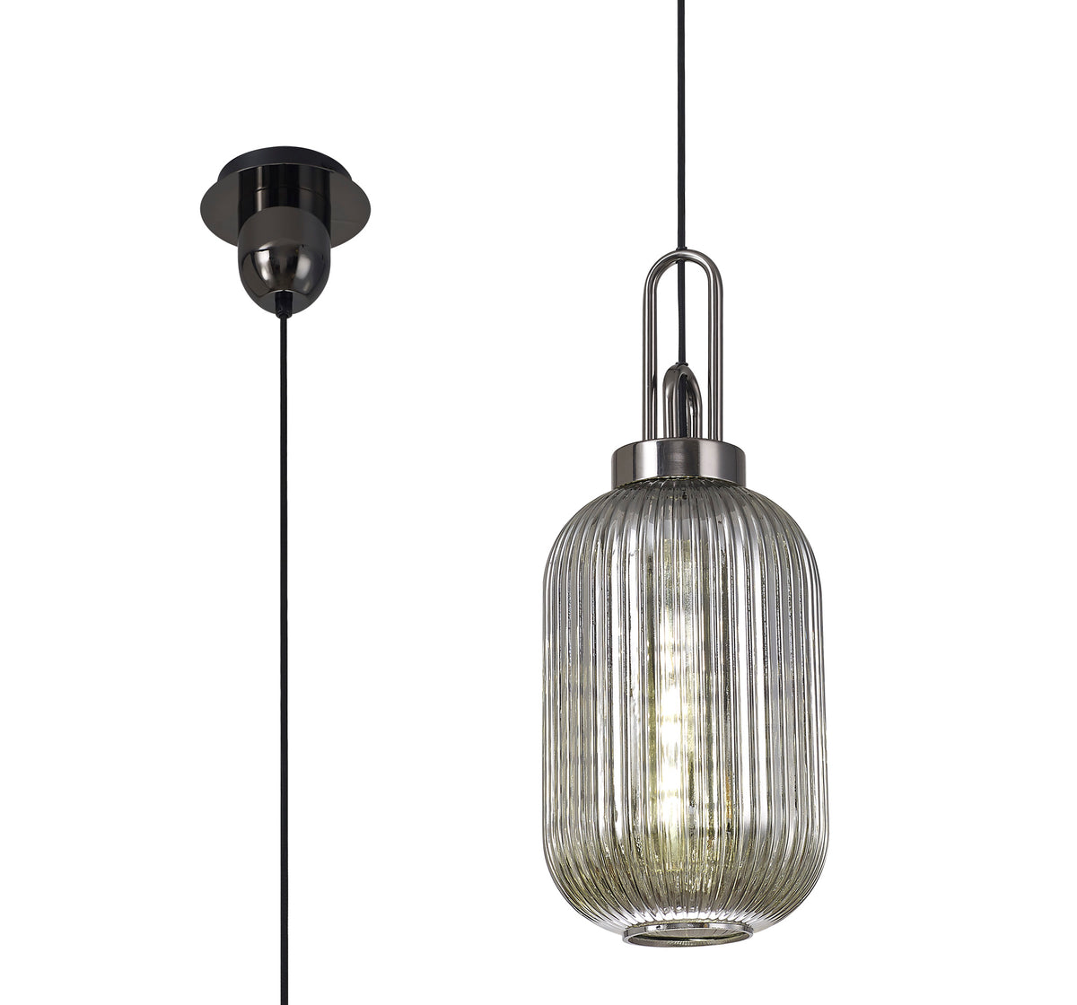 Aniston 1 Light Pendant EM4550-KHSA Black Chrome