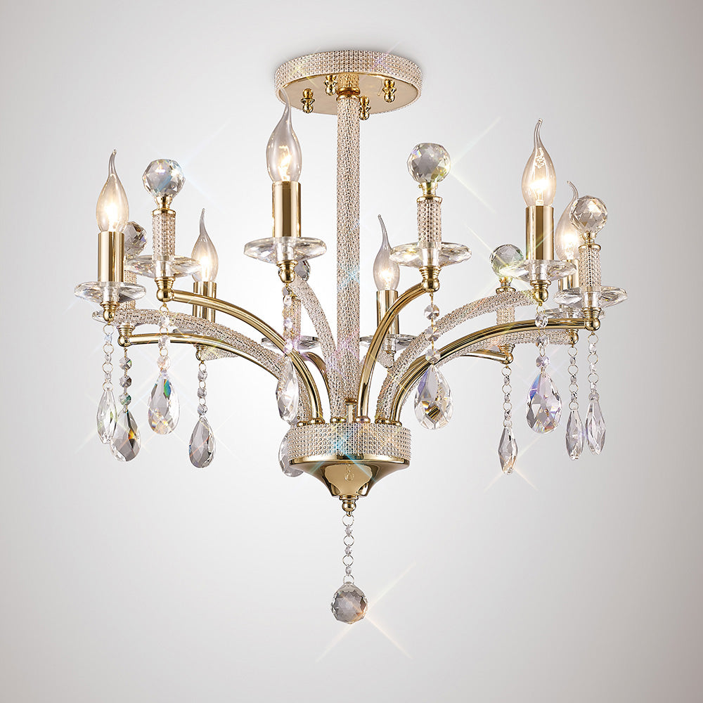 Diyas IL32366 Fiore 6 Light Semi Flush French Gold