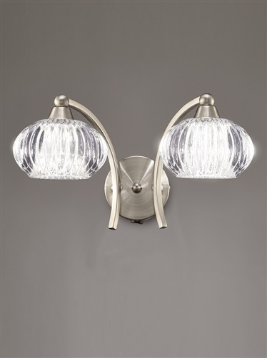 Franklite FL2335/2 Ripple Double Wall Light Satin Nickel