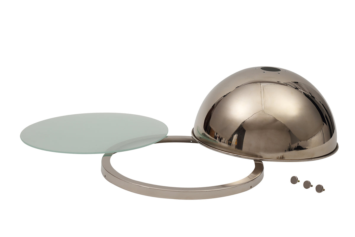 Guttenberg Round 31cm Polished Nickel Metal Shade With Frosted Glass Diffuser And Trim EM2217-HSA