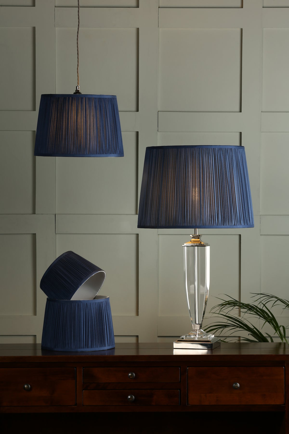 Laura Ashley LA3712377-Q Hemsley Pleated Shade Blue 12&quot;