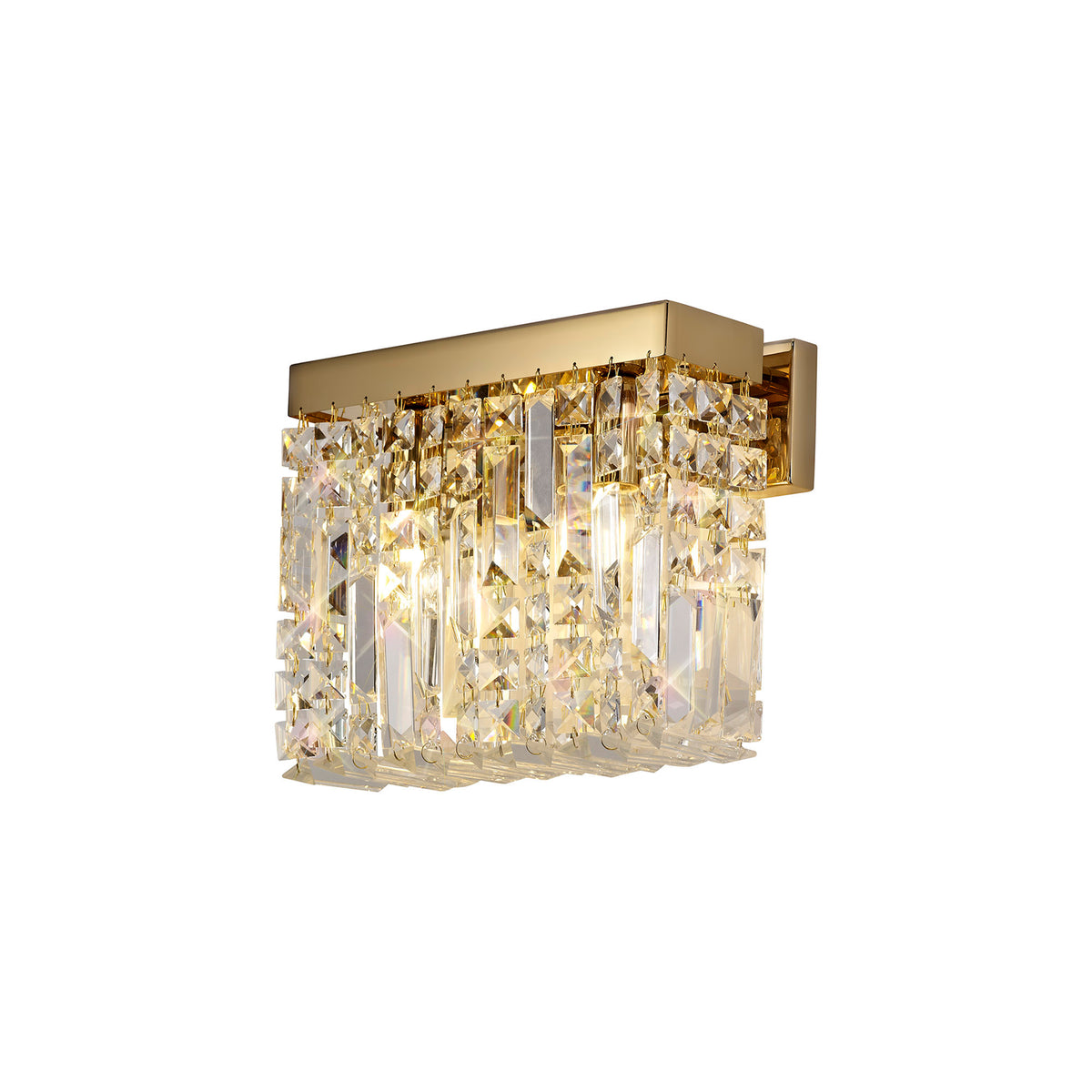 Kidman 29x13cm Rectangular Small Wall Lamp, 2 Light E14, Gold/Crystal EM0287-HSA