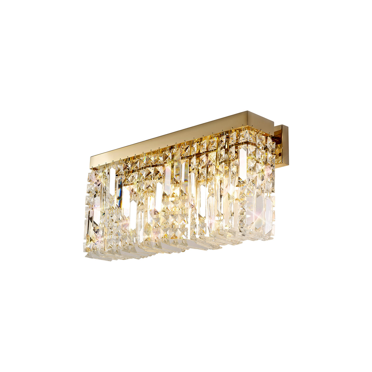 Kidman 50x24cm Rectangular Large Wall Lamp, 3 Light E14, Gold/Crystal EM1287-HSA
