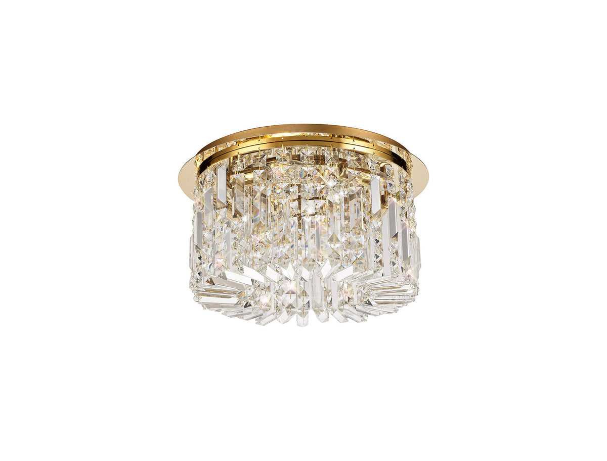 Kidman 45cm Round Flush Chandelier, 5 Light E14, Gold/Crystal EM3187-HSA