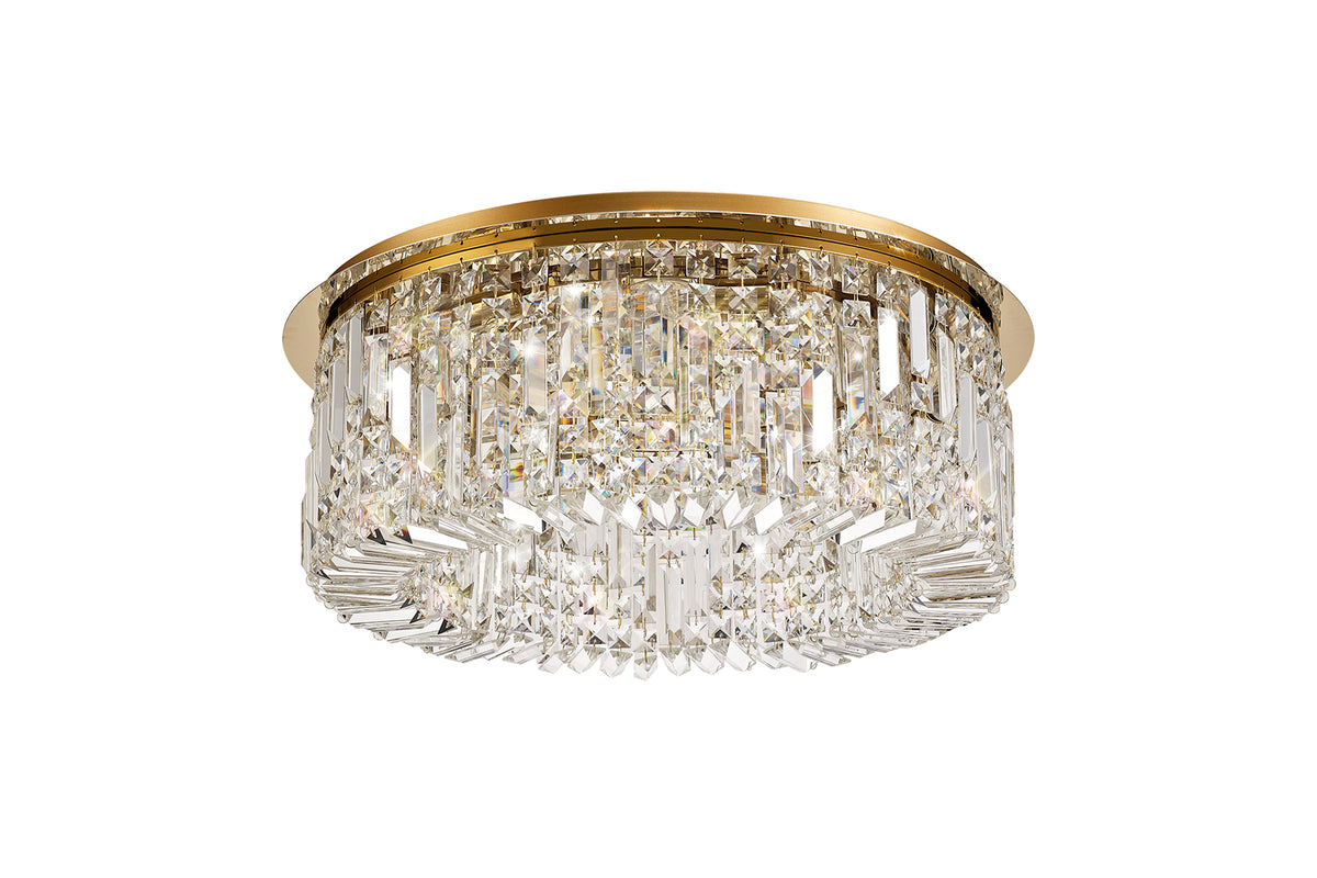 Kidman 65cm Round Flush Chandelier, 8 Light E14, Gold/Crystal EM4187-HSA