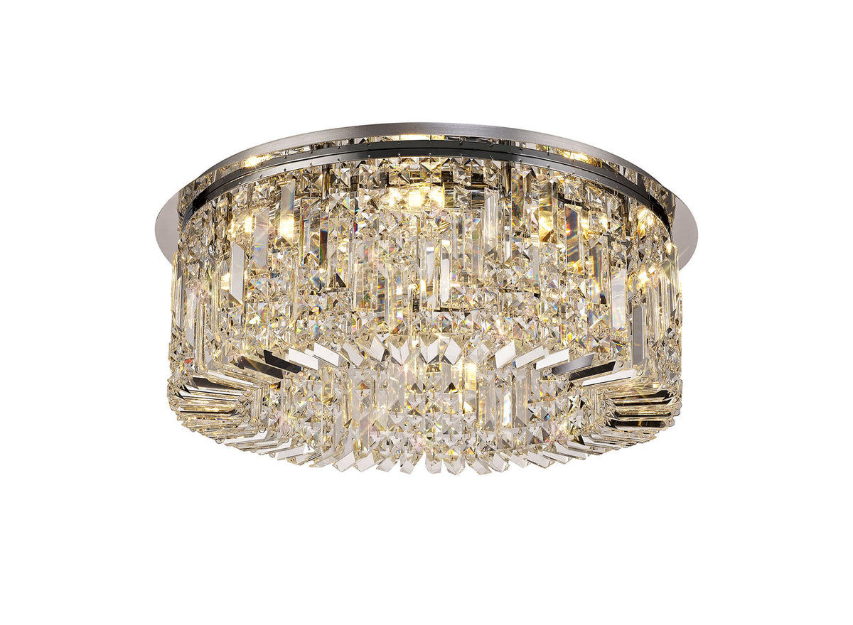 Kidman 65cm Round Flush Chandelier, 8 Light E14, Polished Chrome/Crystal EM5087-HSA