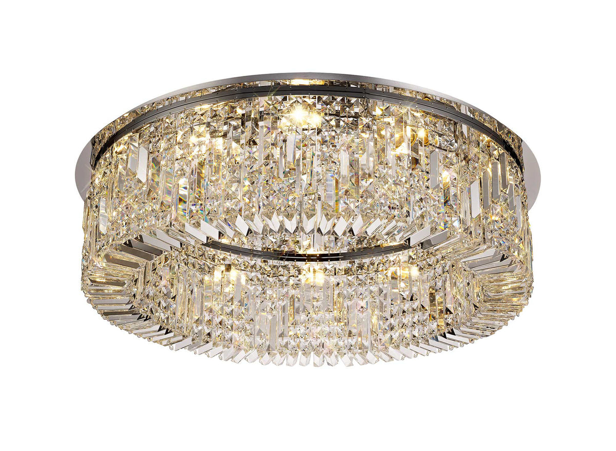 Kidman 85cm Round Flush Chandelier, 12 Light E14, Polished Chrome/Crystal EM6087-HSA