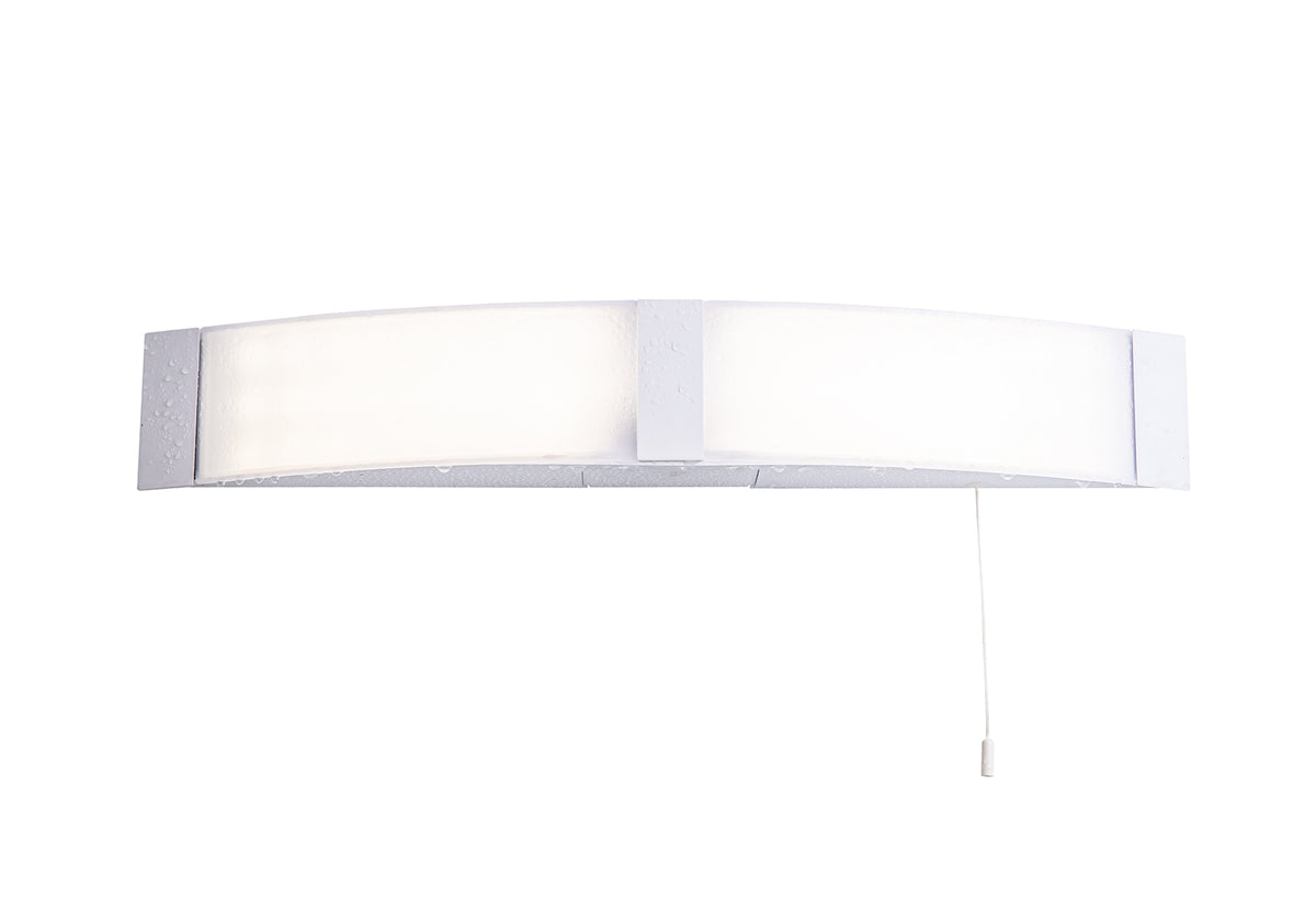 Langford Bathroom Wall Lamp c/w Shaver Socket &amp; Pull Switch, White, EM0938-HSA