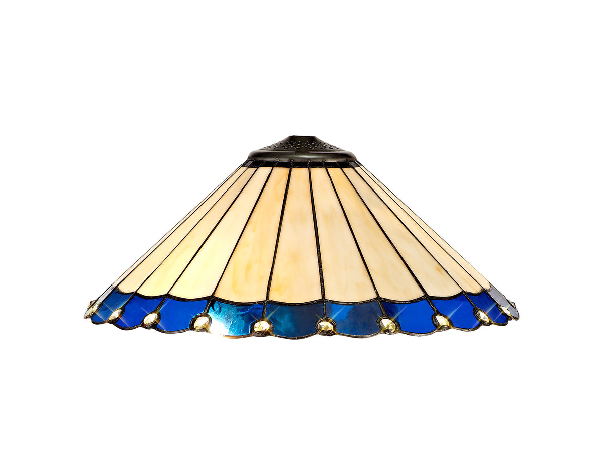 Loren Tiffany 40cm Shade Only Suitable For Pendant/Ceiling/Table Lamp, Blue/Cream/Crystal EM0527-HSA