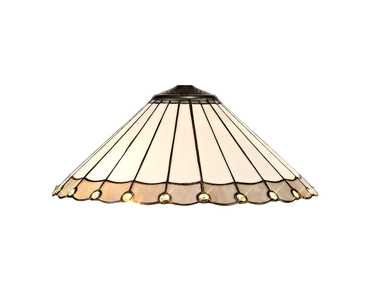 Loren Tiffany 40cm Shade Only Suitable For Pendant/Ceiling/Table Lamp, Grey/Cream/Crystal EM3527-HSA