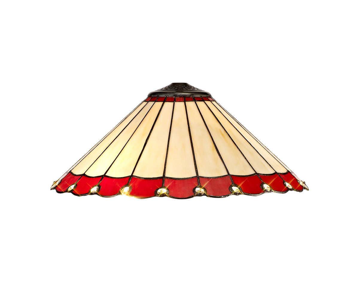 Loren Tiffany 40cm Shade Only Suitable For Pendant/Ceiling/Table Lamp, Red/Cream/Crystal EM7427-HSA