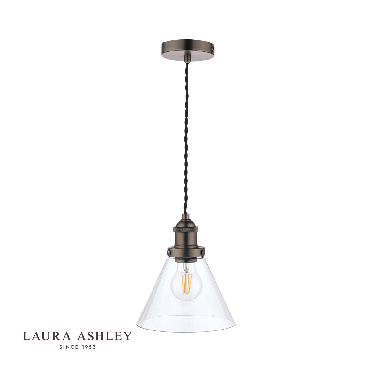 Laura Ashley LA3742245-Q Isaac Pendant Industrial Nickel