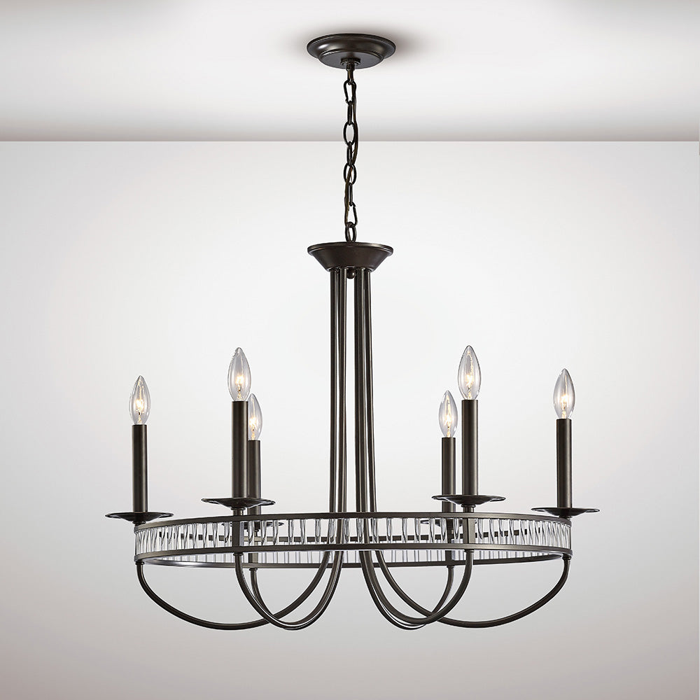 Diyas IL31706 Saskia 6 Light Pendant Aged Bronze