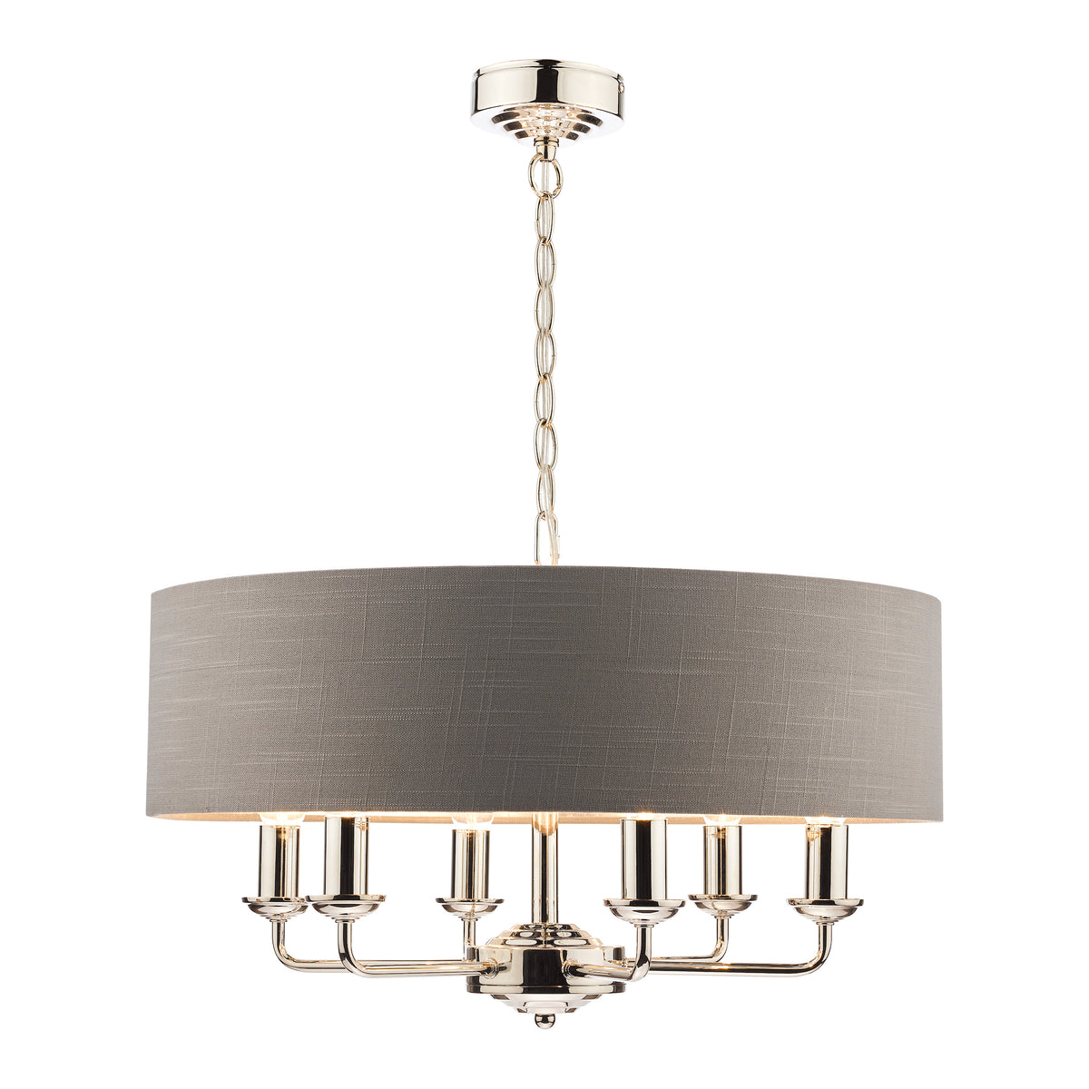 Laura Ashley LA3668938-Q Sorrento 6 Light Pendant Polished Nickel/Grey