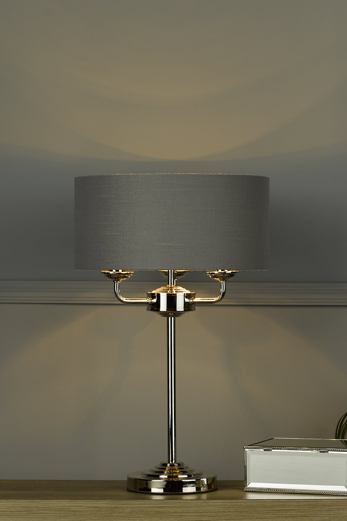 Laura Ashley LA3702786-Q Sorrento Table Lamp Polished Nickel/Grey