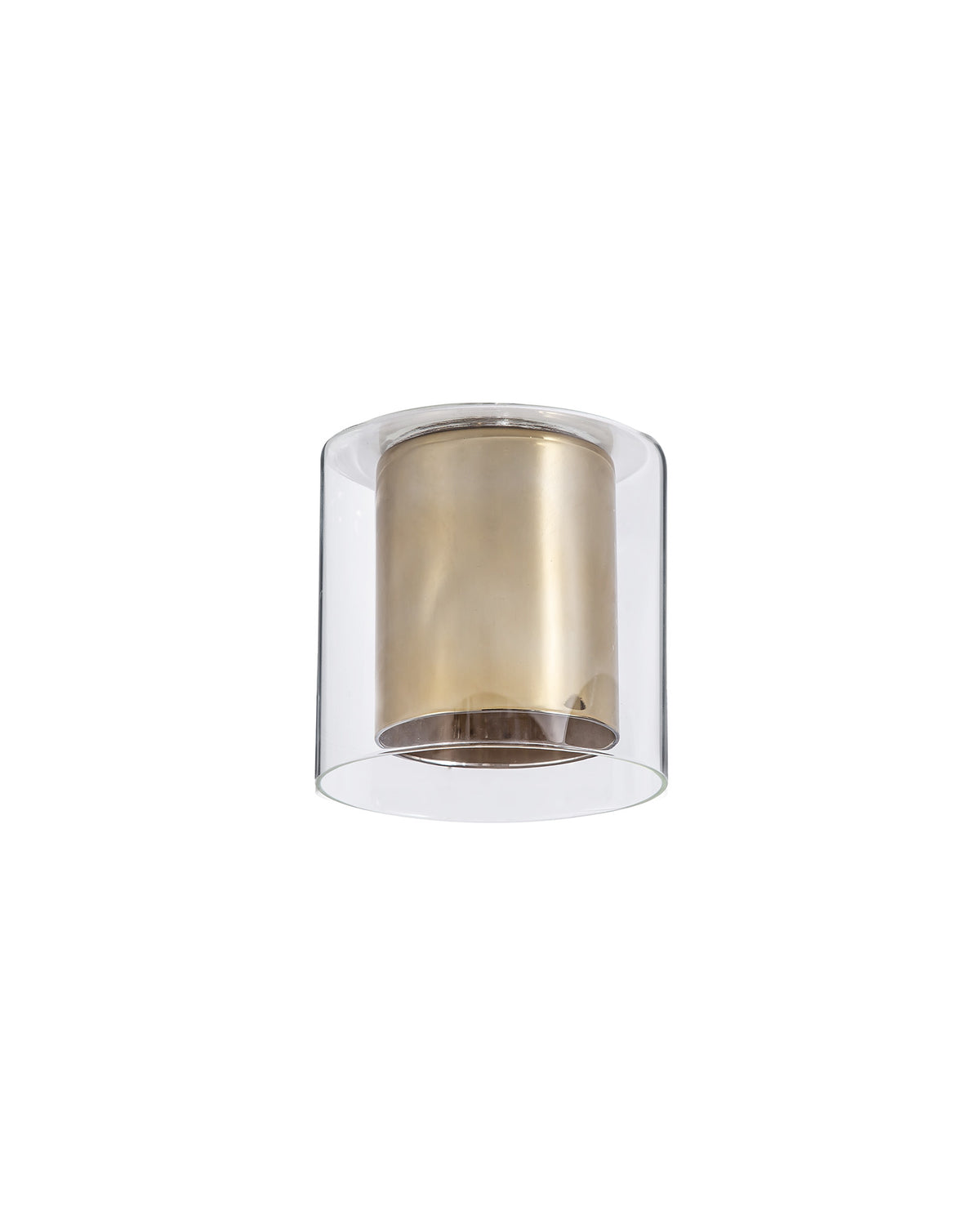 Spacek 140x140mm Medium Cylinder Clear Outer And Gold Inner Glass Shade EM0148-HSA