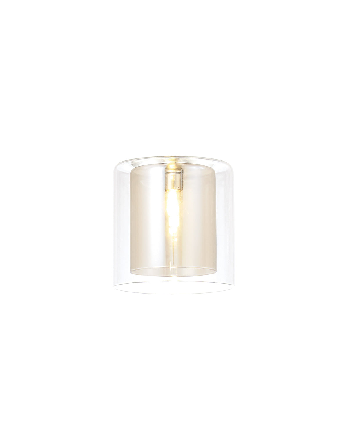 Spacek 140x140mm Medium Cylinder Clear Outer And Cognac Inner Glass Shade EM2148-HSA