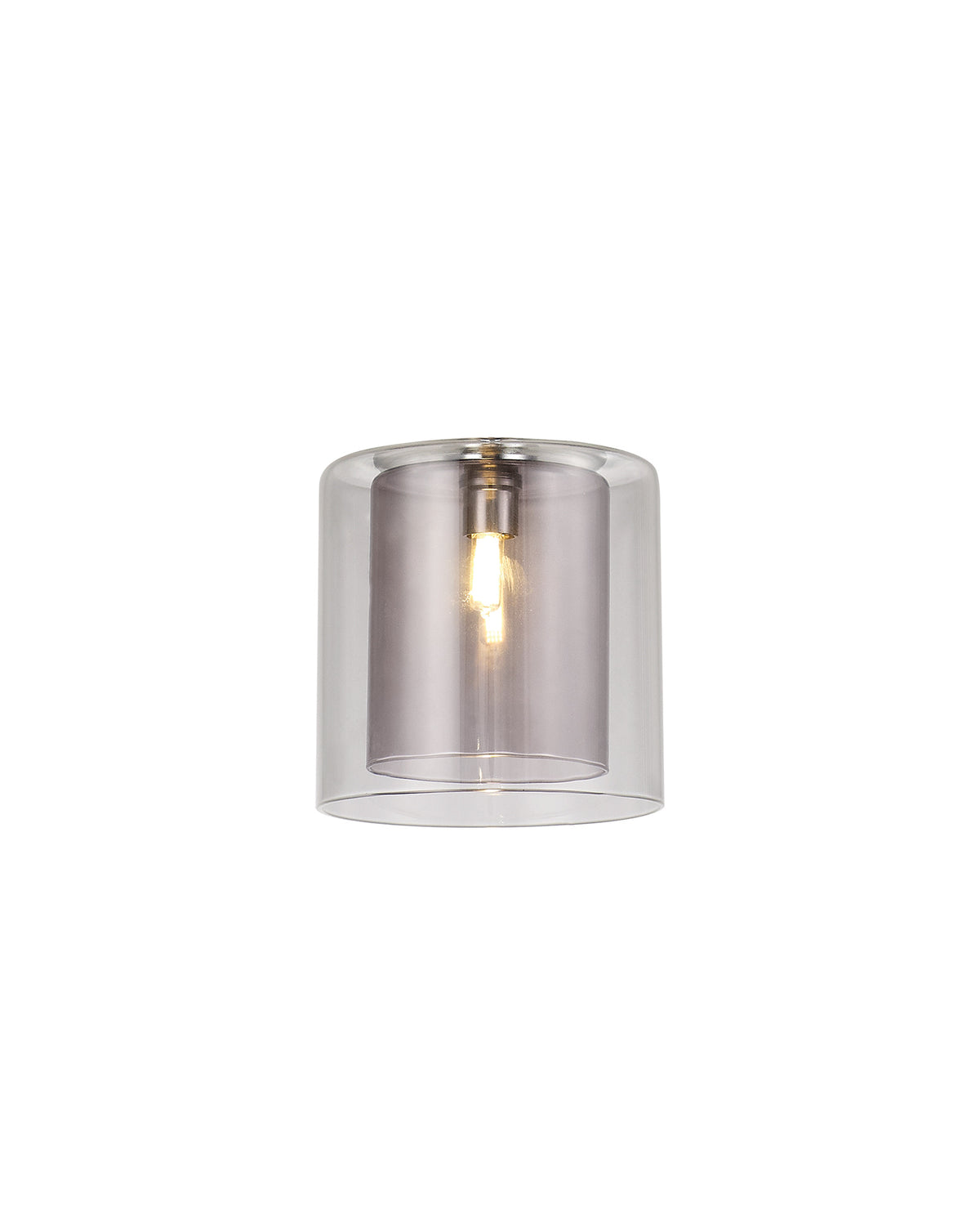 Spacek 140x140mm Medium Cylinder Clear Outer And Smoke Inner Glass Shade EM3148-HSA