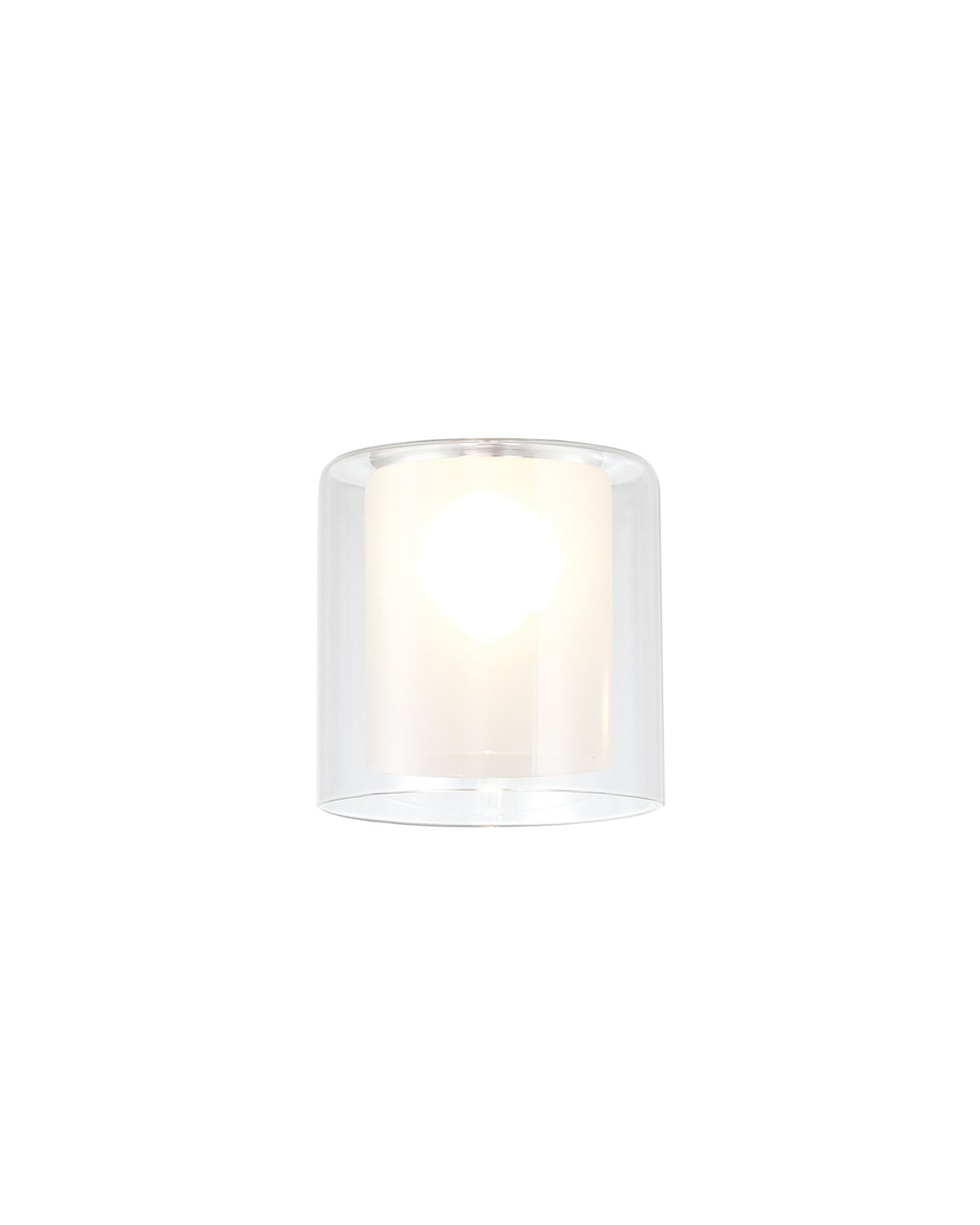 Spacek 140x140mm Medium Cylinder Clear Outer And Frosted Inner Glass Shade EM5048-HSA