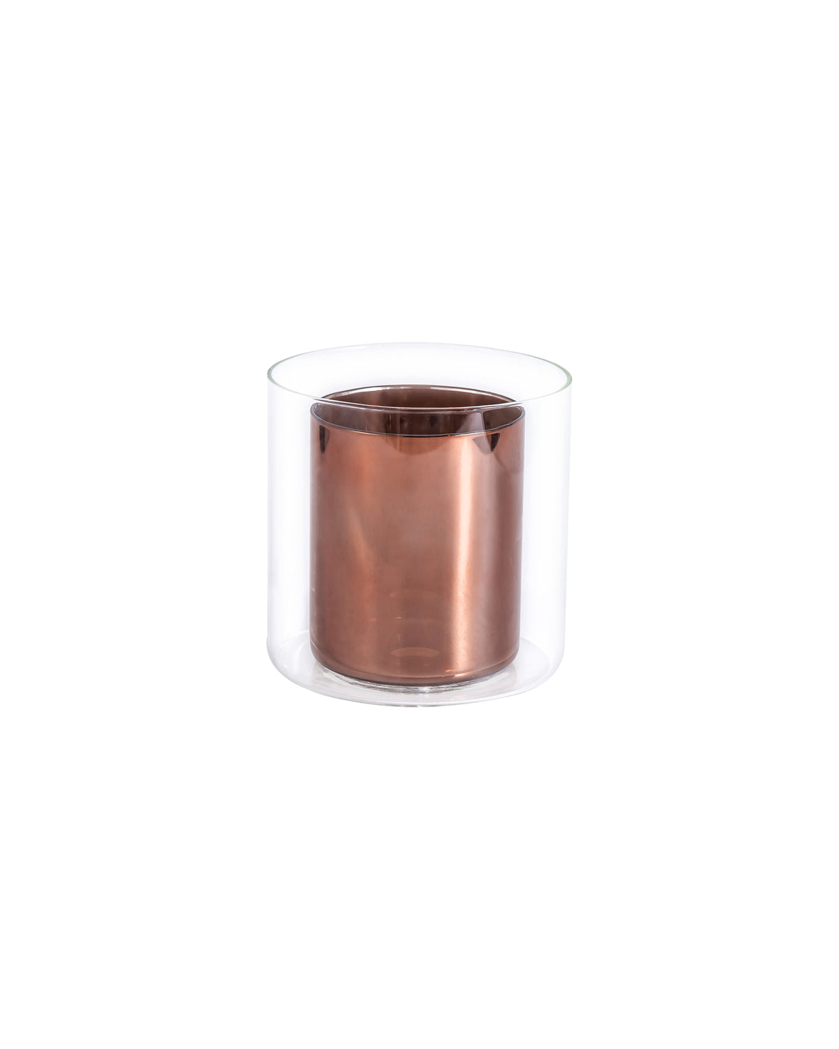 Spacek 140x140mm Medium Cylinder Clear Outer And Copper Inner Glass Shade EM9048-HSA