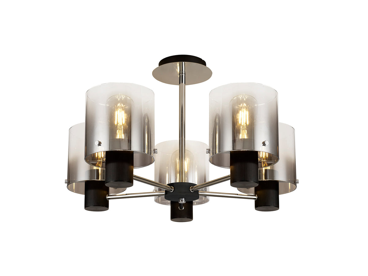 Valentino Smoked Glass Semi Ceiling Light, EM2048-HSA