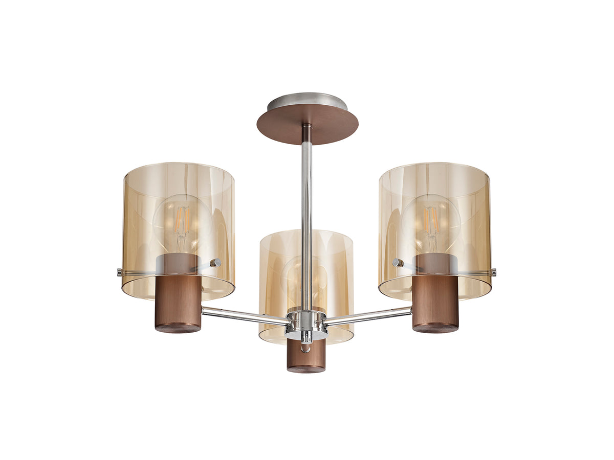 Valentino Amber Glass Semi Ceiling Light, EM3048-HSA