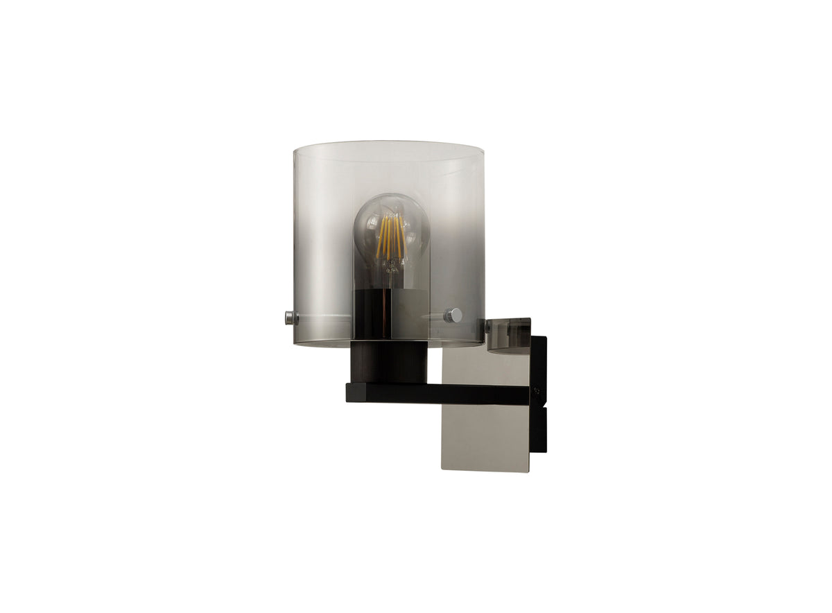 Valentino Single Switched Smoked Glass Wall Lamp, EM9767-HSA