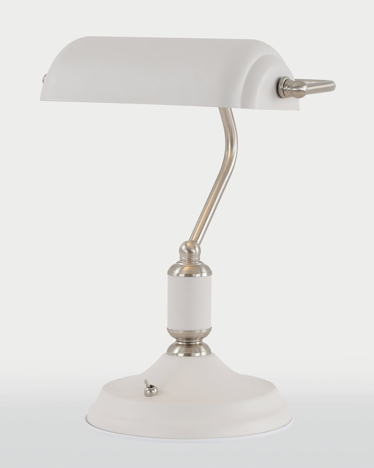 Warrick Table Lamp 1 Light With Toggle Switch, Satin Nickel/Sand White EM3007-HSA