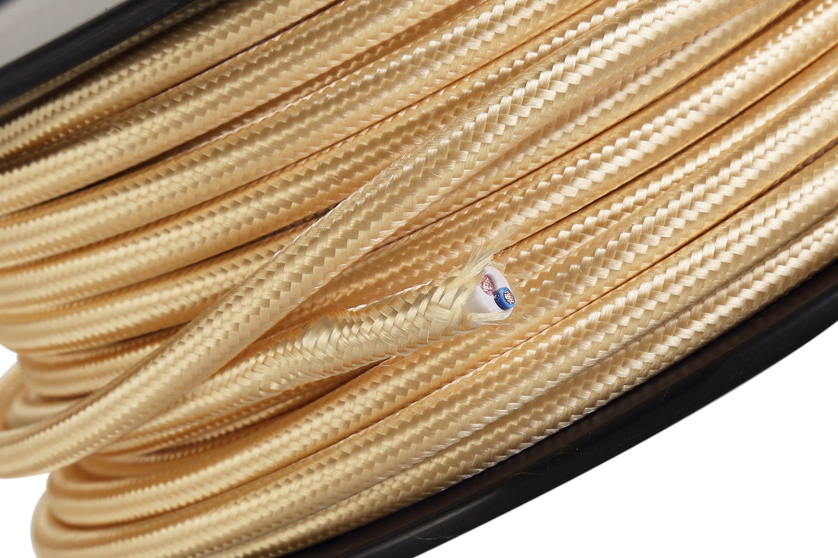 Webb 25m Roll Gold Braided 2 Core 0.75mm Cable VDE Approved EM4708-HSA