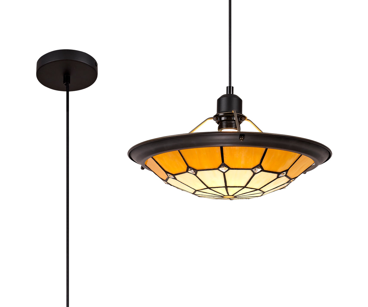 Welles 1 Light Pendant With 35cm Tiffany Shade, EM6000-KHSA