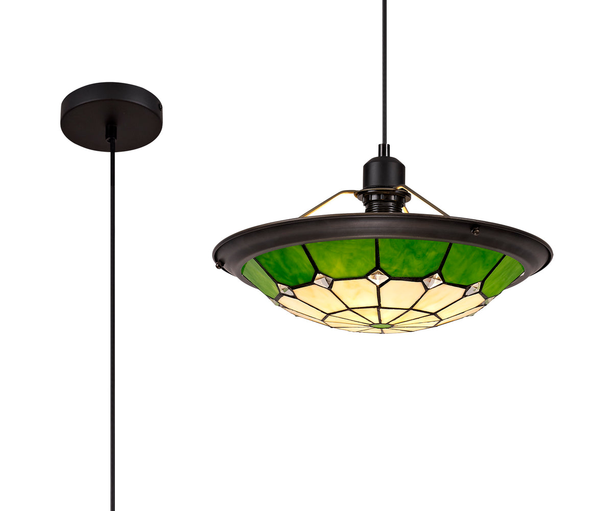 Welles 1 Light Pendant With 35cm Tiffany Shade, EM7000-KHSA