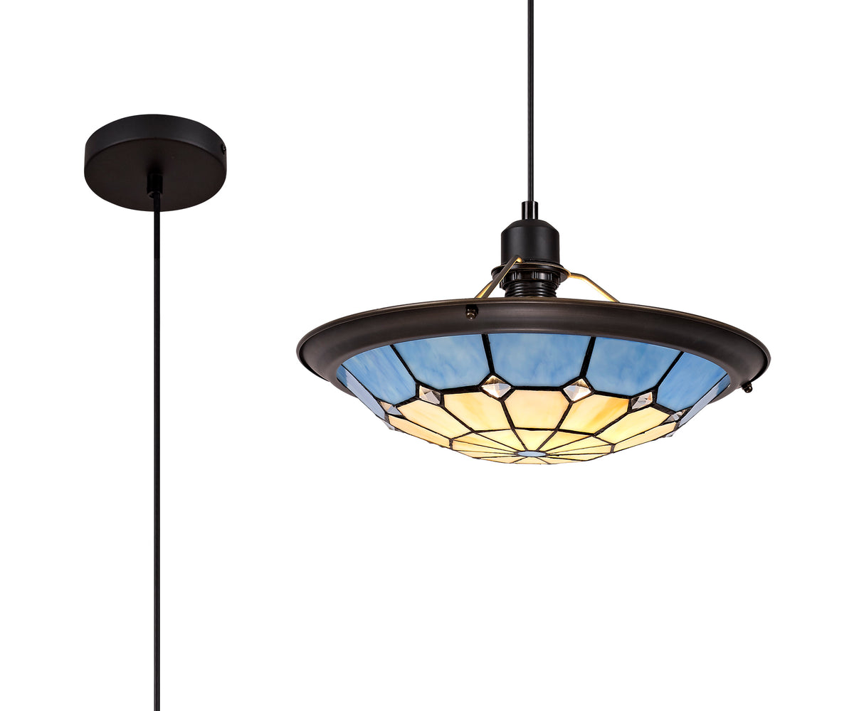 Welles 1 Light Pendant With 35cm Tiffany Shade, EM8000-KHSA