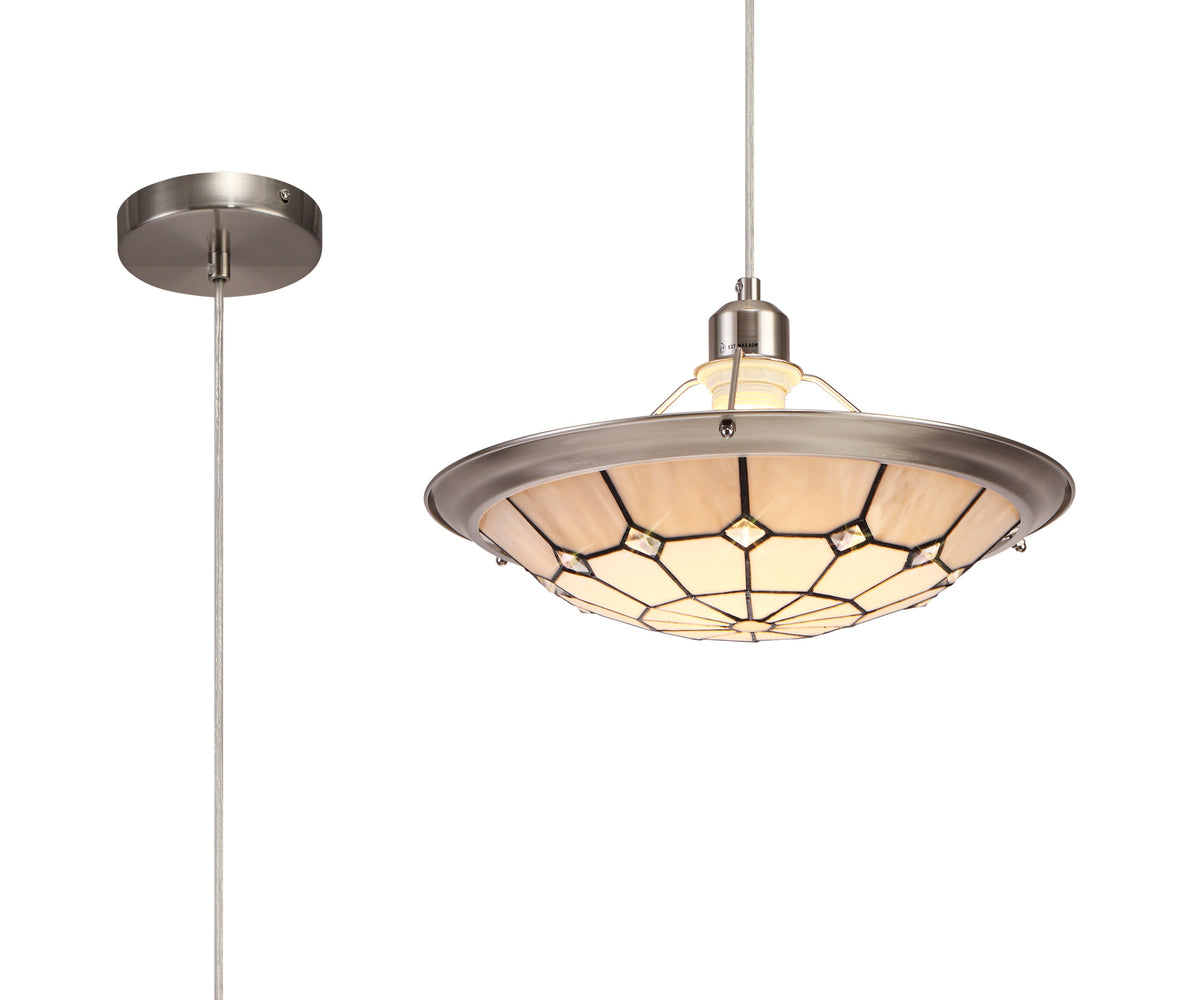 Welles 1 Light Pendant With 35cm Tiffany Shade, EM9000-KHSA